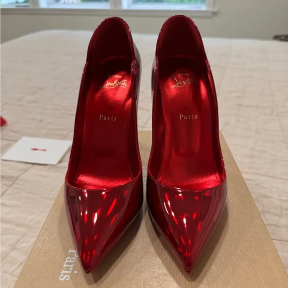 Christian Louboutin Hot Chick 100 heels in 40.5 in Psychic Red - Picture 4 of 15